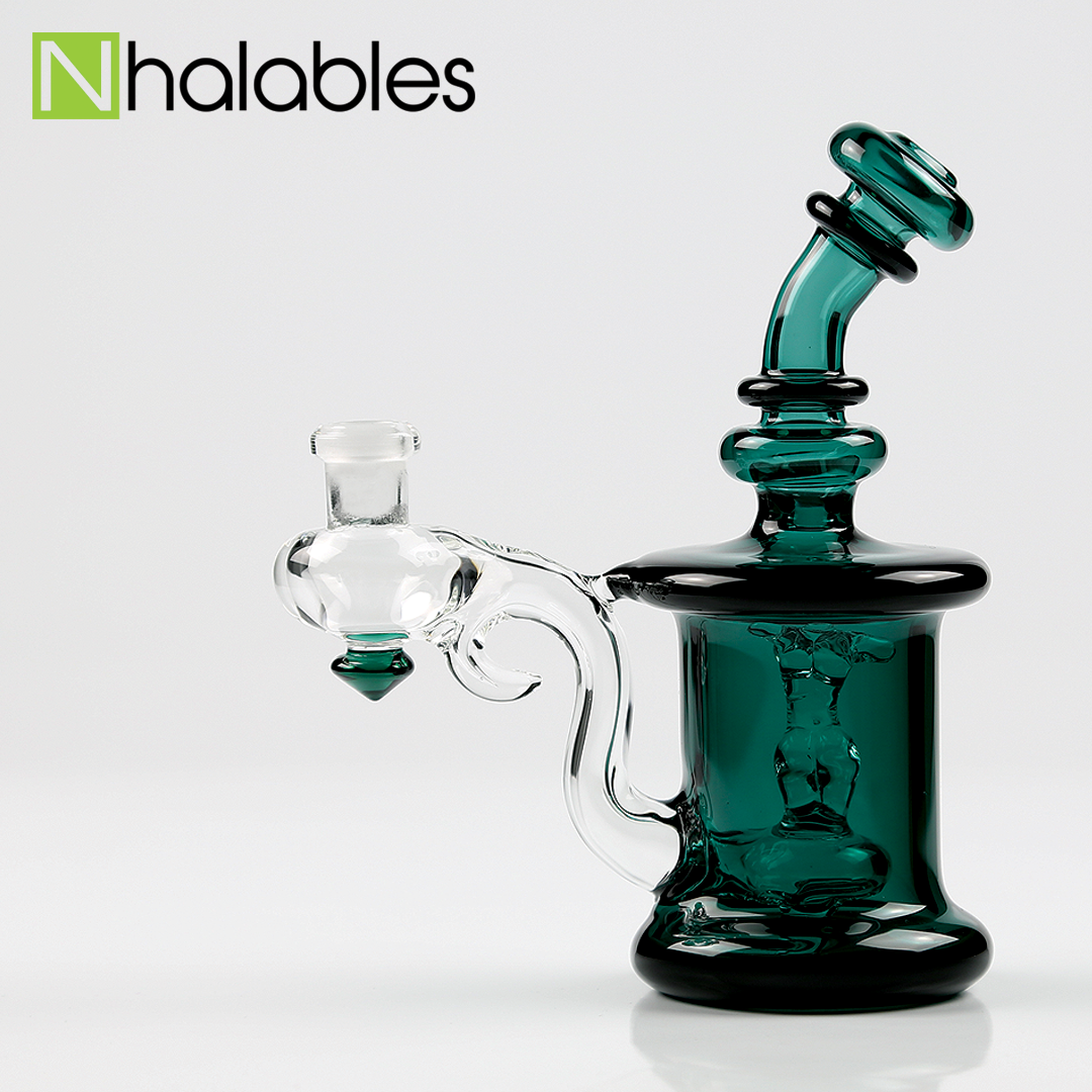 Nhalables Social Post showing a Beautiful Micro 10mm Beauty in a Bottle oil rig by Hawk Glass.