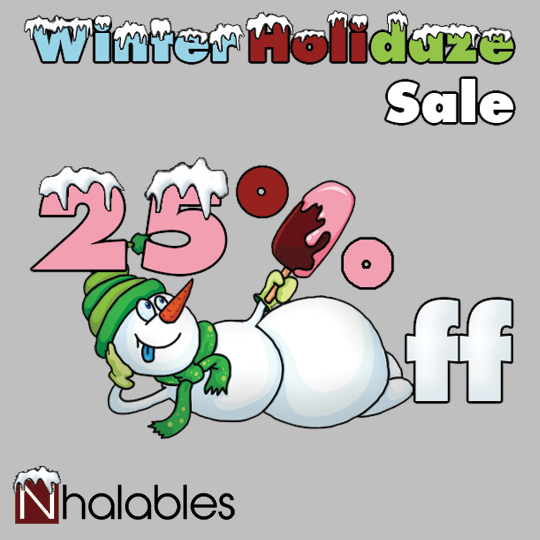 Nhalables Social Post for the Holidaze Winter Sale. It shows a snowman holding a popsicle 