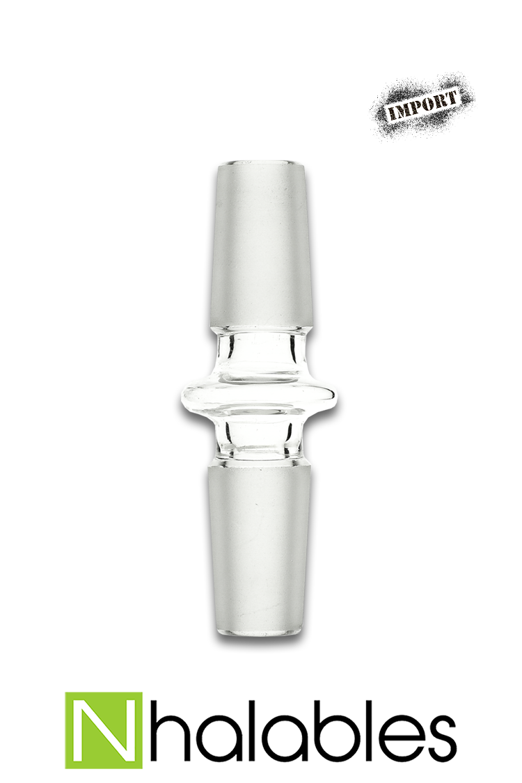 Nhalables Product Image for a Sanblasted Imported Glass Male to Male adapter in 10mm 14mm and 18mm sizes