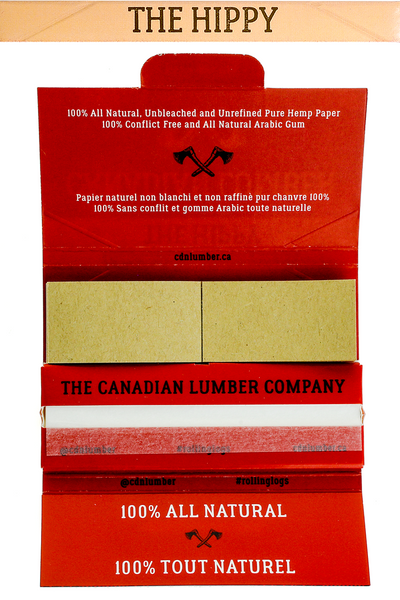 Nhalables actual open pack image for a Canadian Lumber The Hippy 50/50 Flaxseed Hemp Blend Rolling Paper